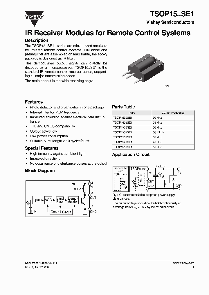 TSOP15SE1_1232730.PDF Datasheet