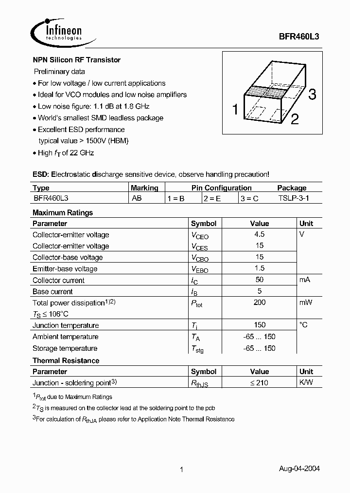 BFR460L3_1245610.PDF Datasheet