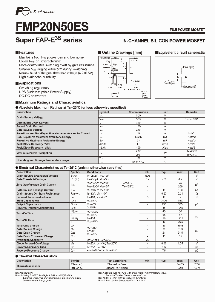 FMP20N50ES_1264729.PDF Datasheet