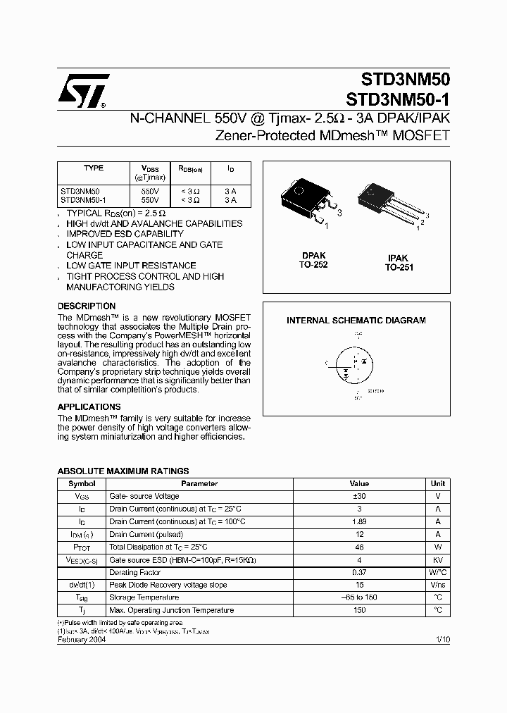 STD3NM50T4_1358526.PDF Datasheet