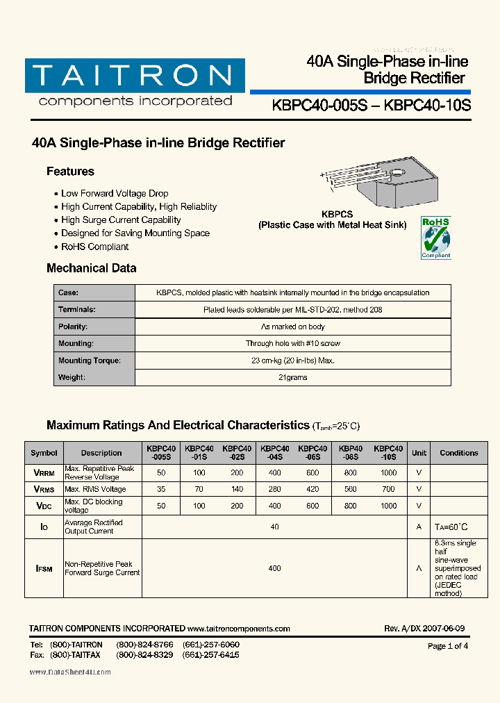KBP40-005S_1103232.PDF Datasheet