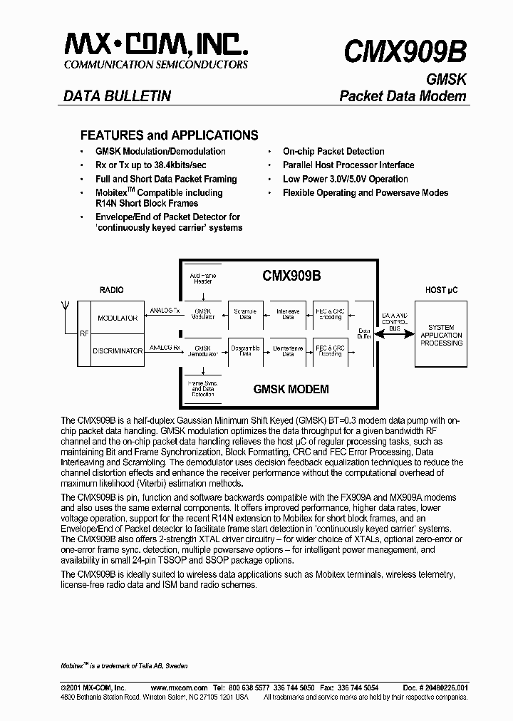 CMX909B_1400517.PDF Datasheet