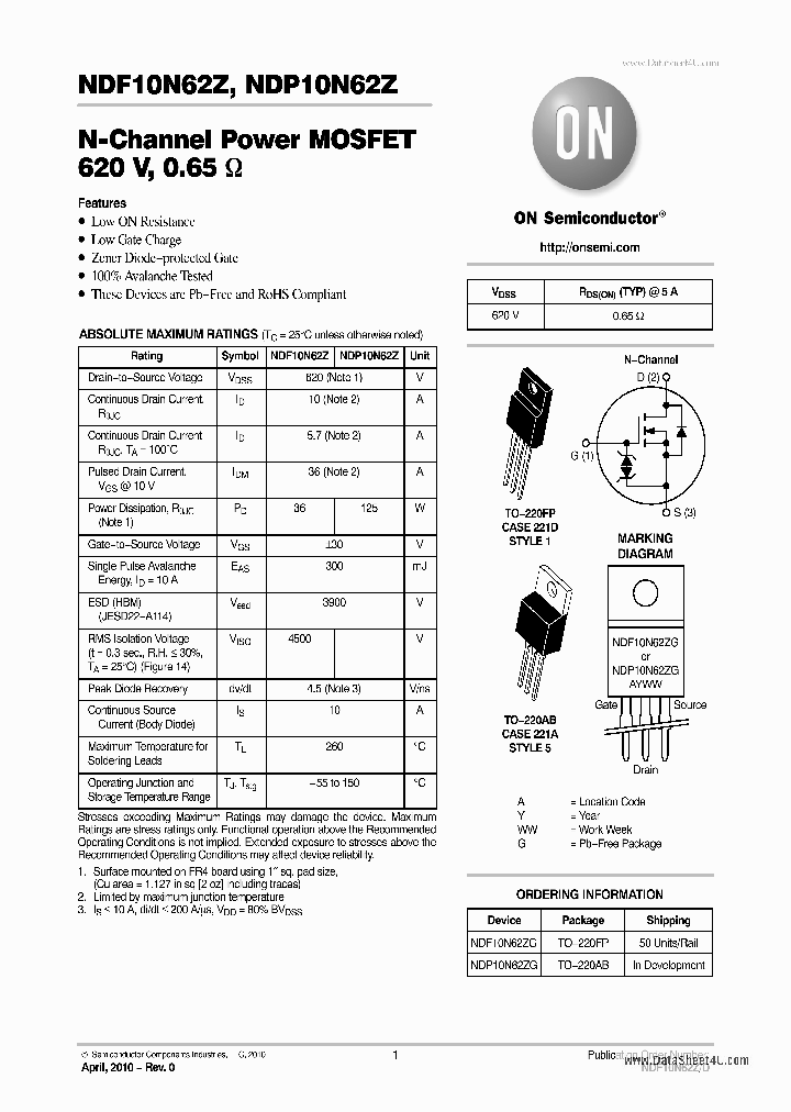 NDP10N62Z_1397420.PDF Datasheet