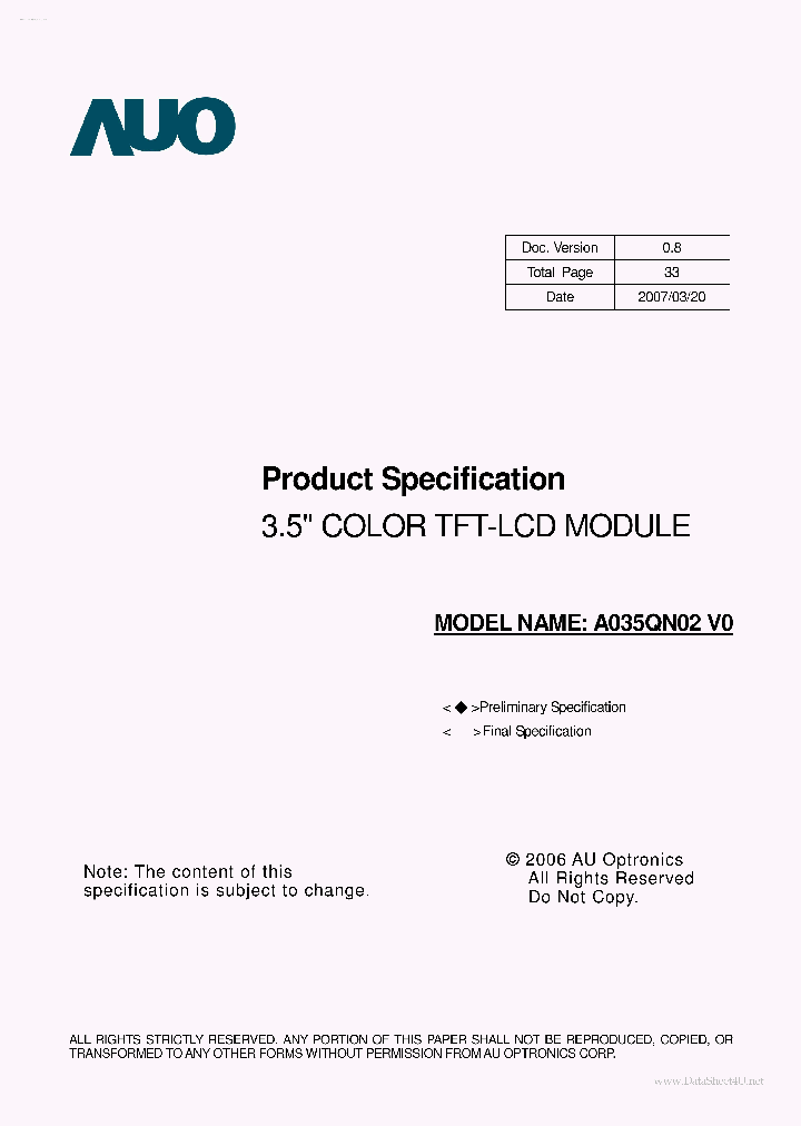 A035QN01V8_1409374.PDF Datasheet