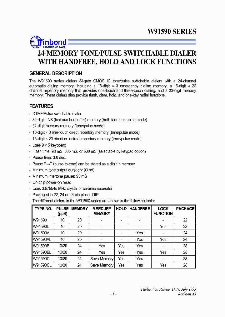 W91590B_1519059.PDF Datasheet