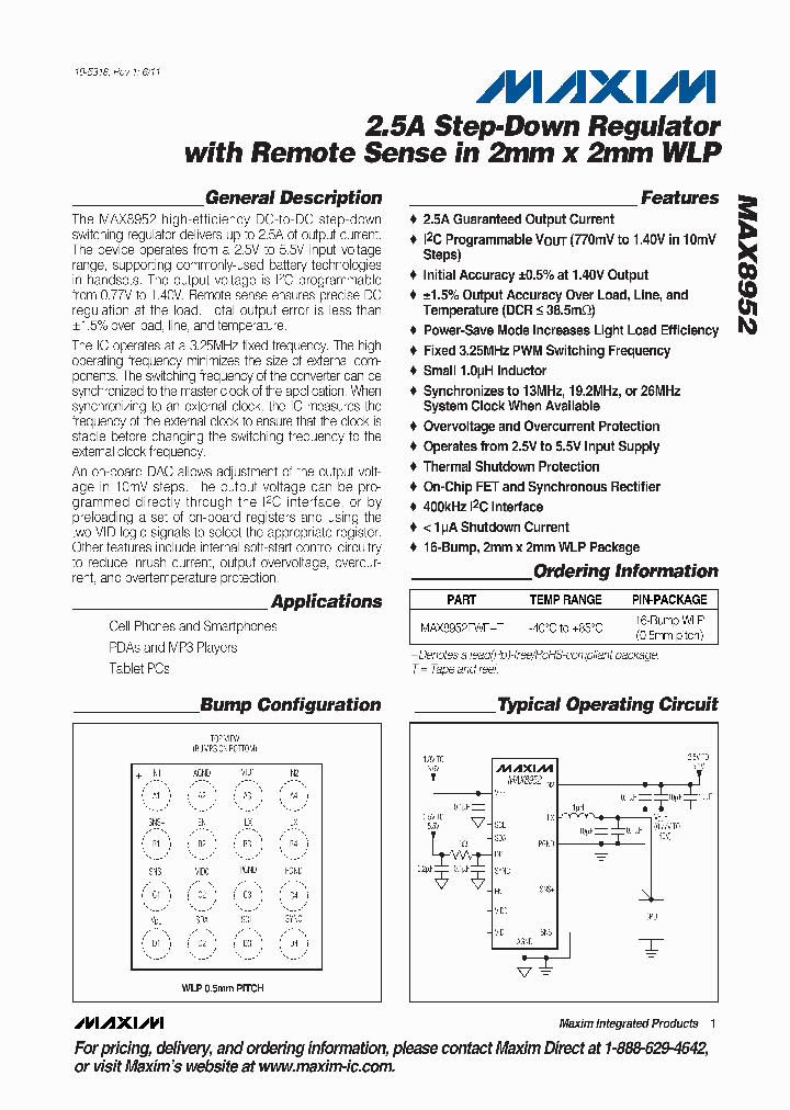 MAX8952EWE_1524147.PDF Datasheet