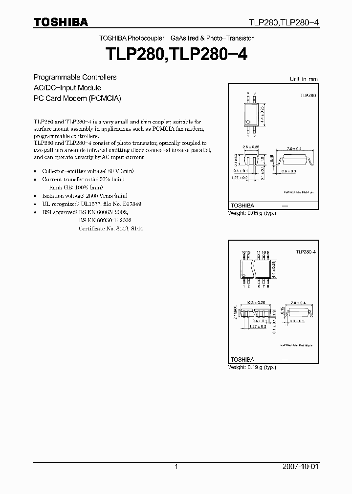TLP280GBF_863778.PDF Datasheet