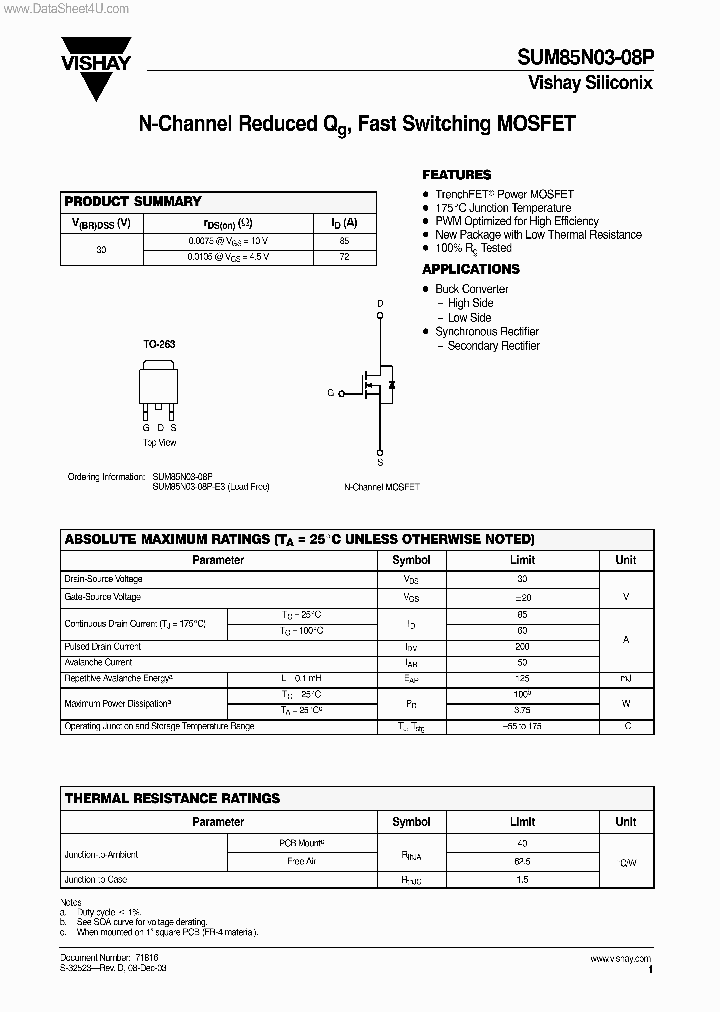 SUM85N03-08P_1587432.PDF Datasheet