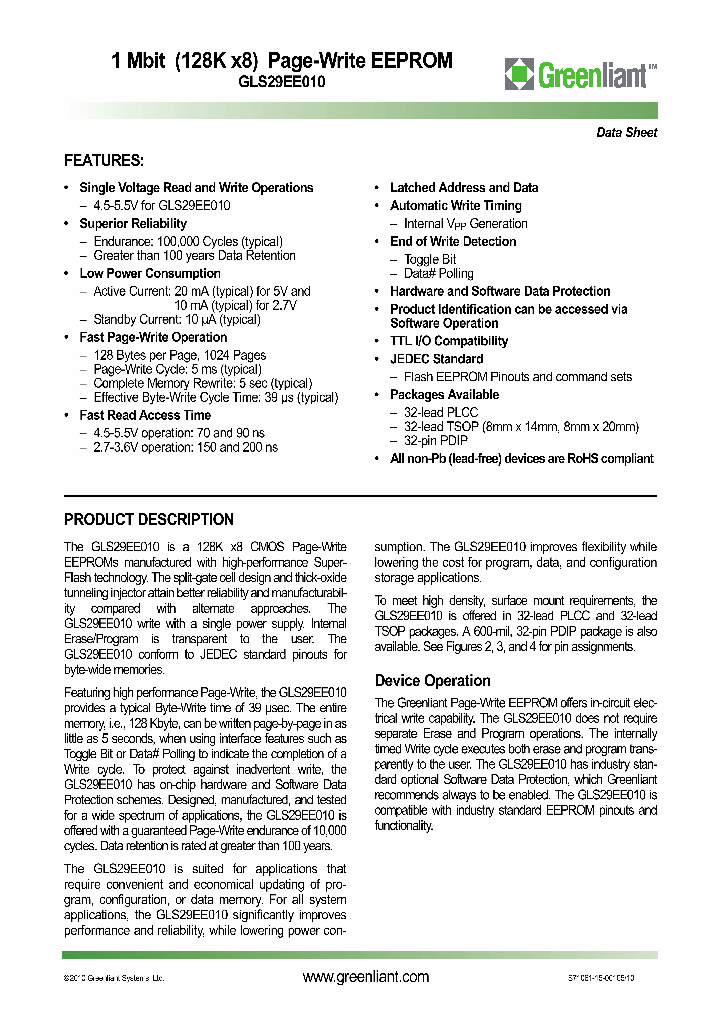 GLS29EE010-70-4C-EHE_1019418.PDF Datasheet
