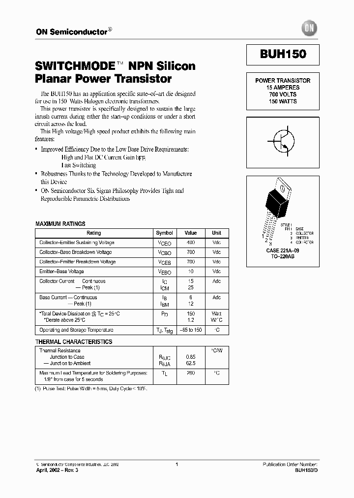 BUH150-D_1681278.PDF Datasheet
