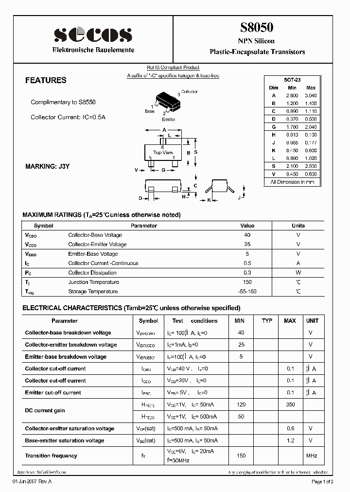 S8050_1685171.PDF Datasheet