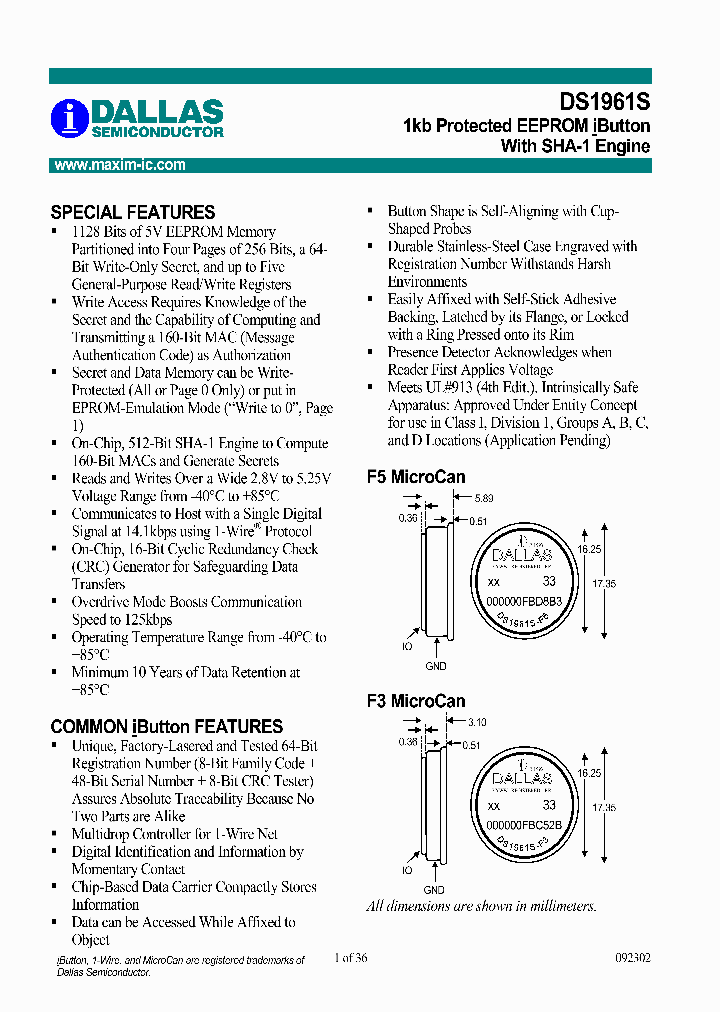 DS1961S-F3_1200780.PDF Datasheet