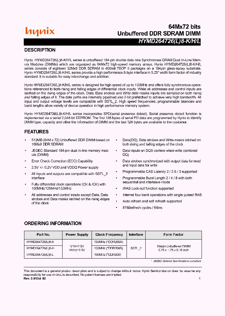 HYMD264726L8_1325189.PDF Datasheet