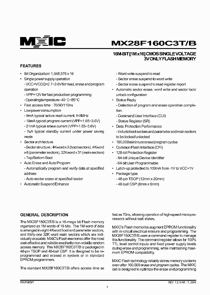 MX28F160C3TXAC-11G_1378185.PDF Datasheet