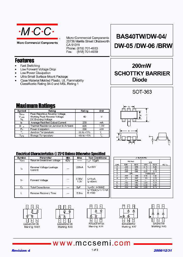 BAS40DW-05-TP_1382533.PDF Datasheet