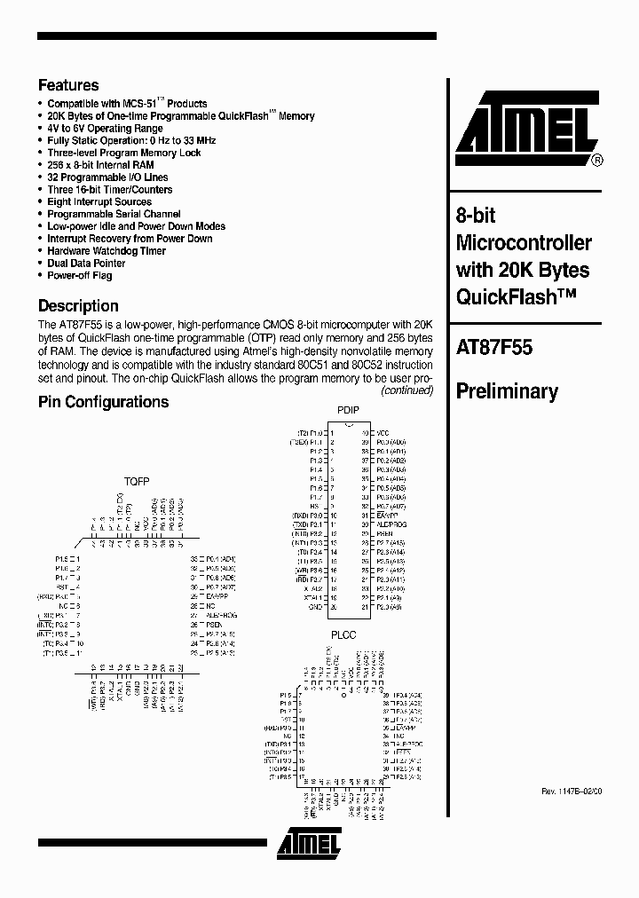 AT87F55_1405266.PDF Datasheet