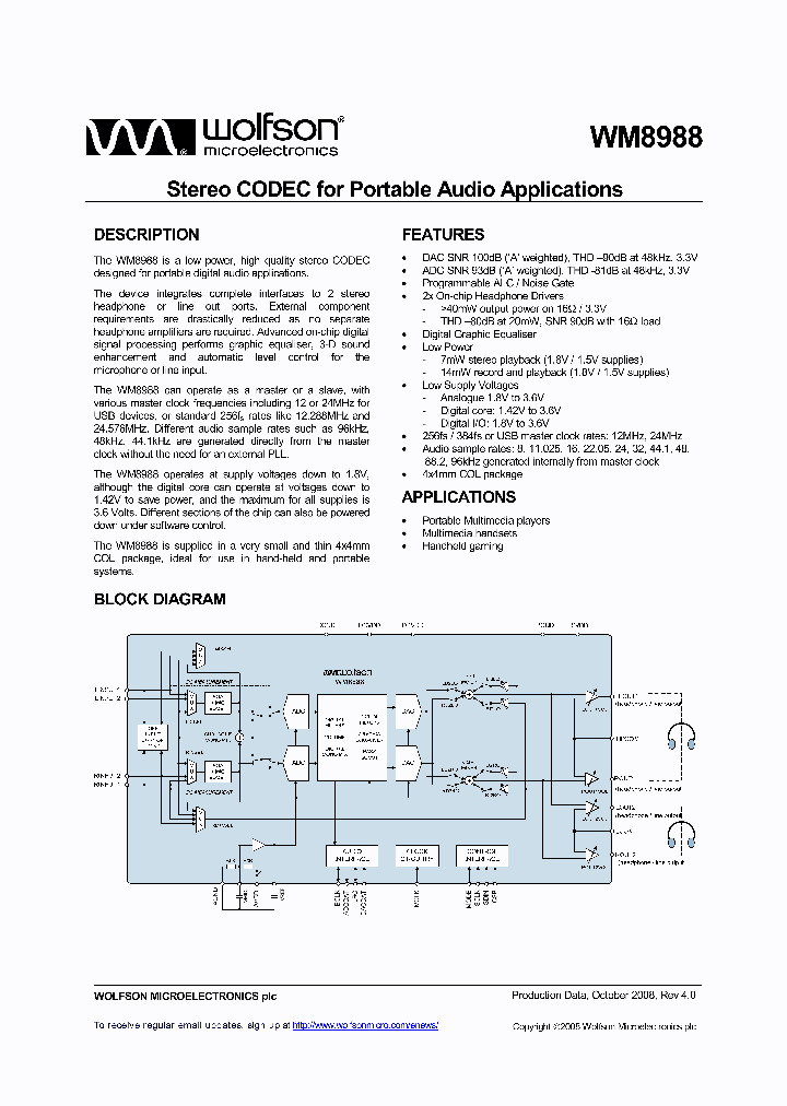 WM8988LGECNRV_1451801.PDF Datasheet