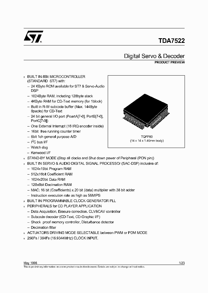 TDA7522_1758528.PDF Datasheet