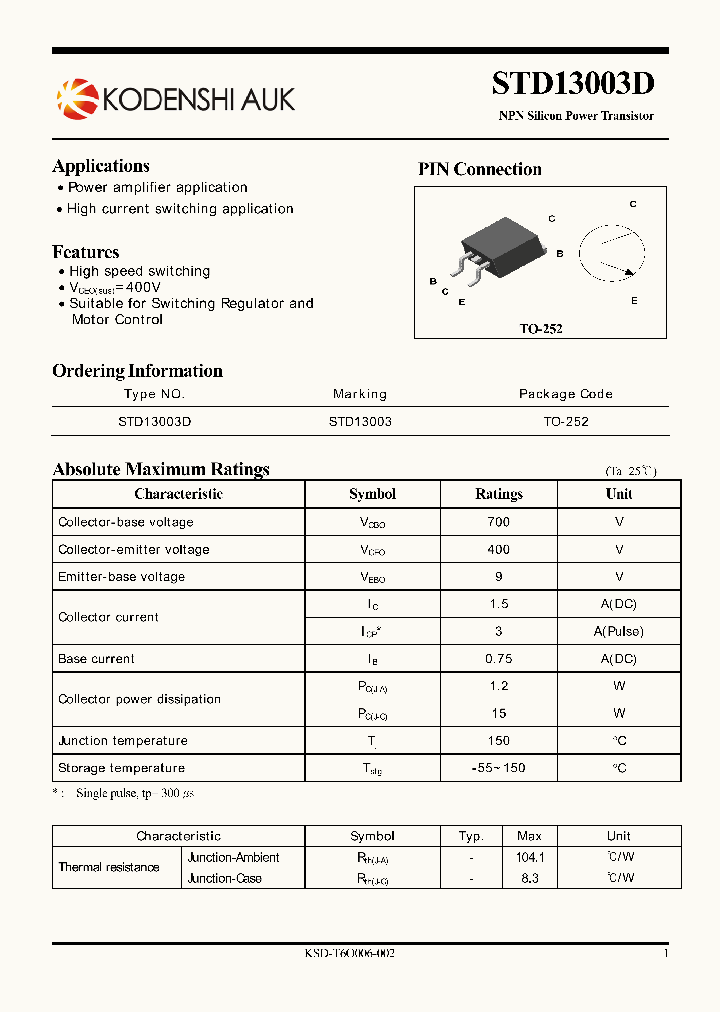 STD13003D_1764836.PDF Datasheet