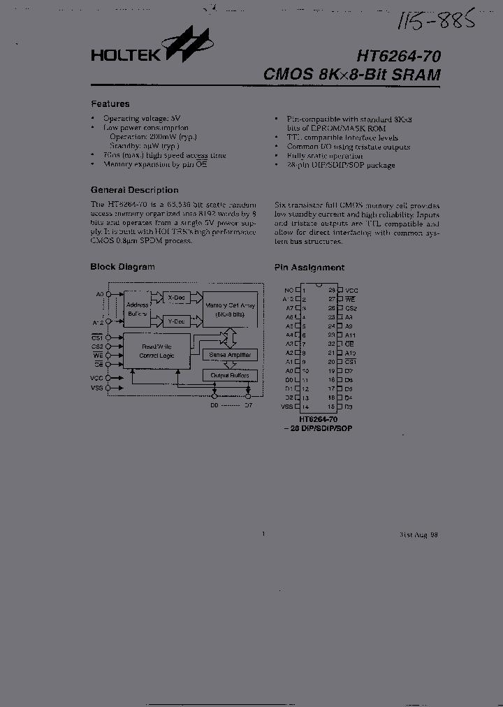 HT6264-70-28DIP_1502934.PDF Datasheet