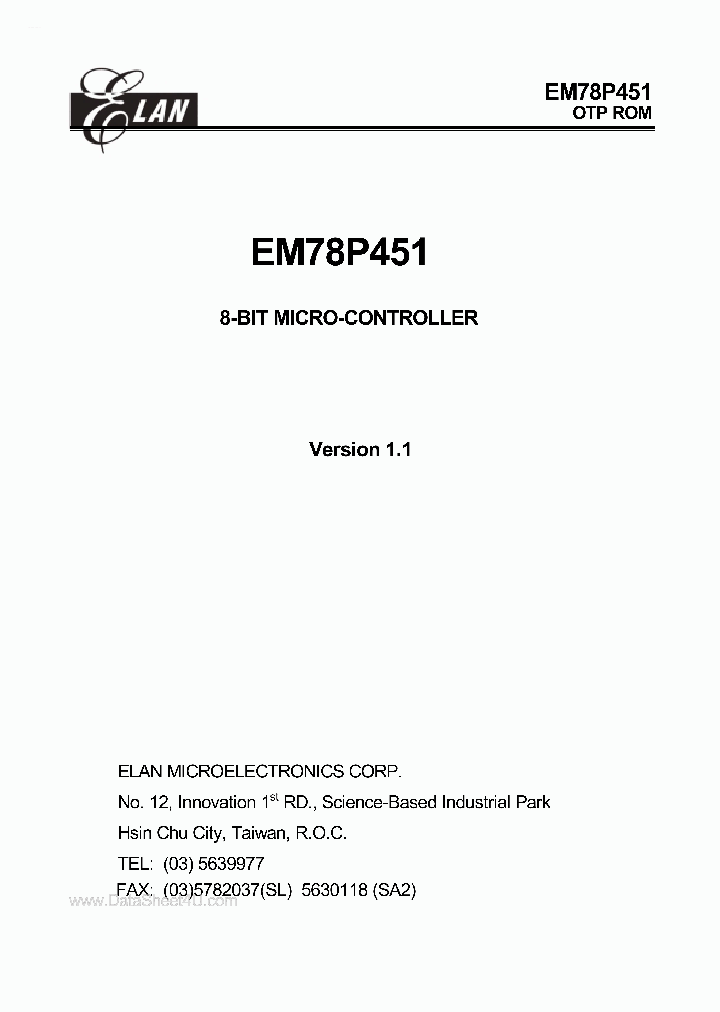 EM78P451_1855764.PDF Datasheet