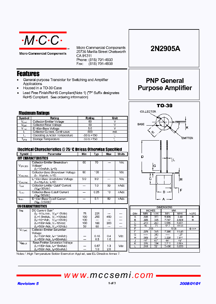 2N2905-BP_1721679.PDF Datasheet
