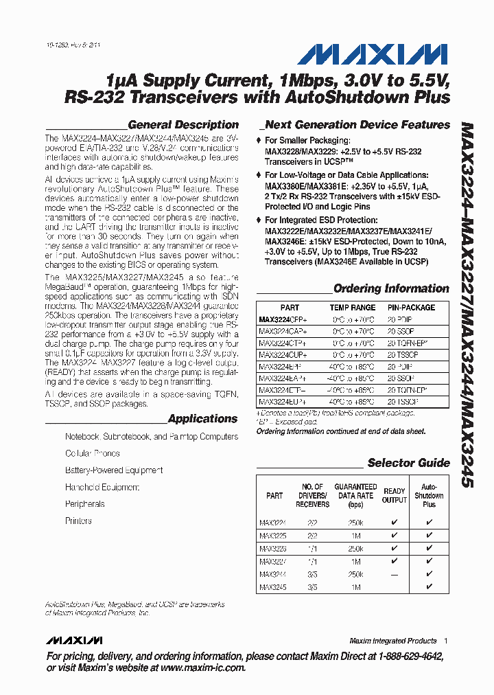 MAX3224CUP_1898911.PDF Datasheet