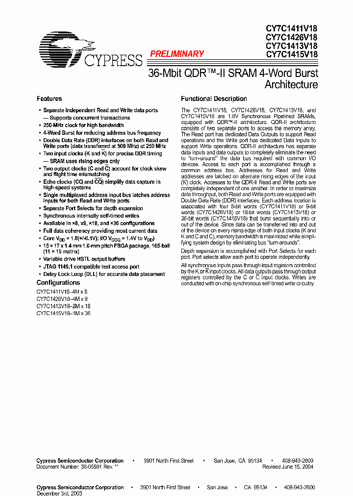 CY7C1413V18-250BZCES_1939631.PDF Datasheet