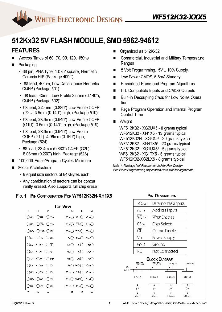 WF512K32N-XH1X5_1930019.PDF Datasheet