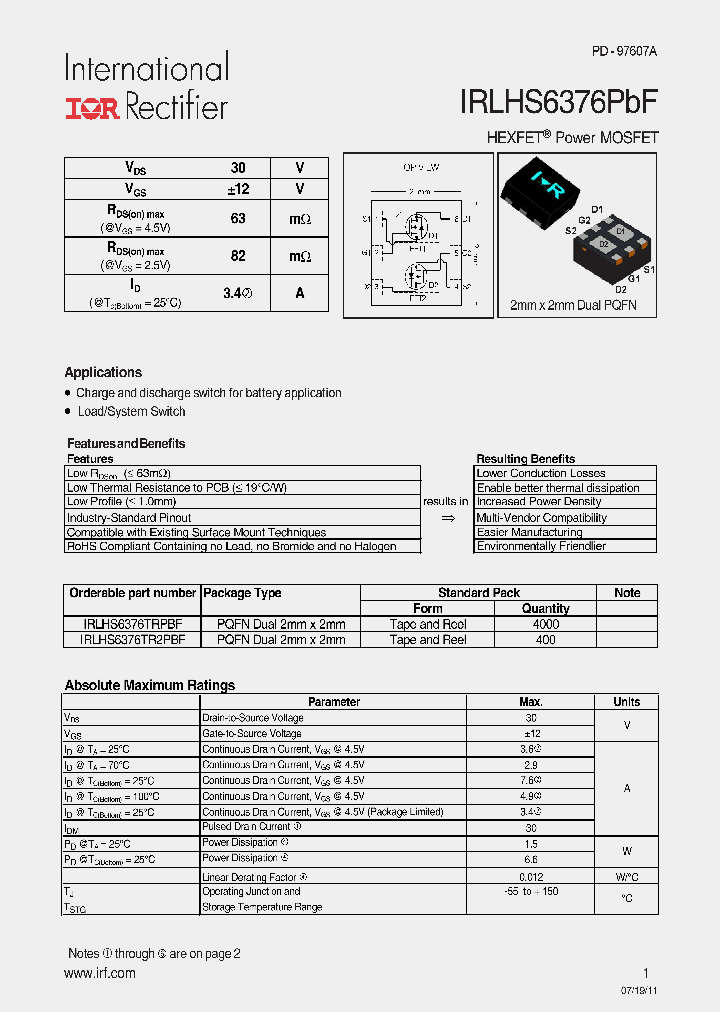 IRLHS6376PBF_2017247.PDF Datasheet