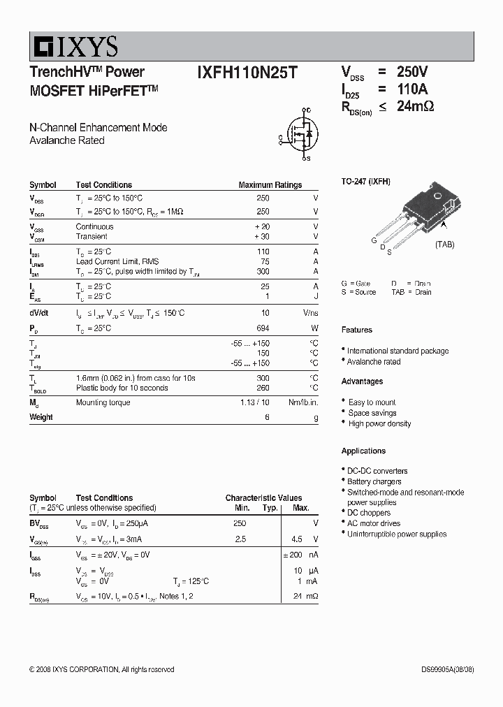 IXFH110N25T_2036525.PDF Datasheet