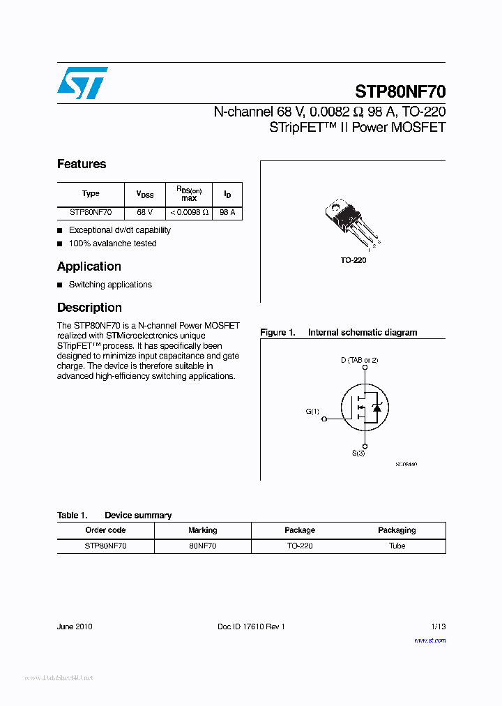 80NF70_2034835.PDF Datasheet