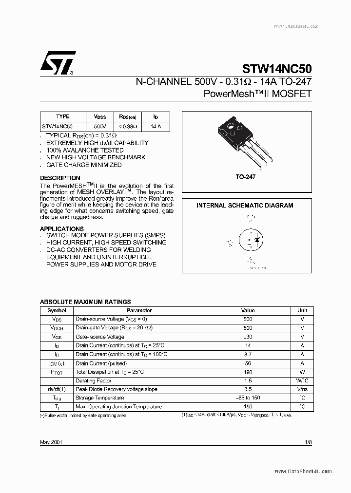 W14NC50_2066950.PDF Datasheet