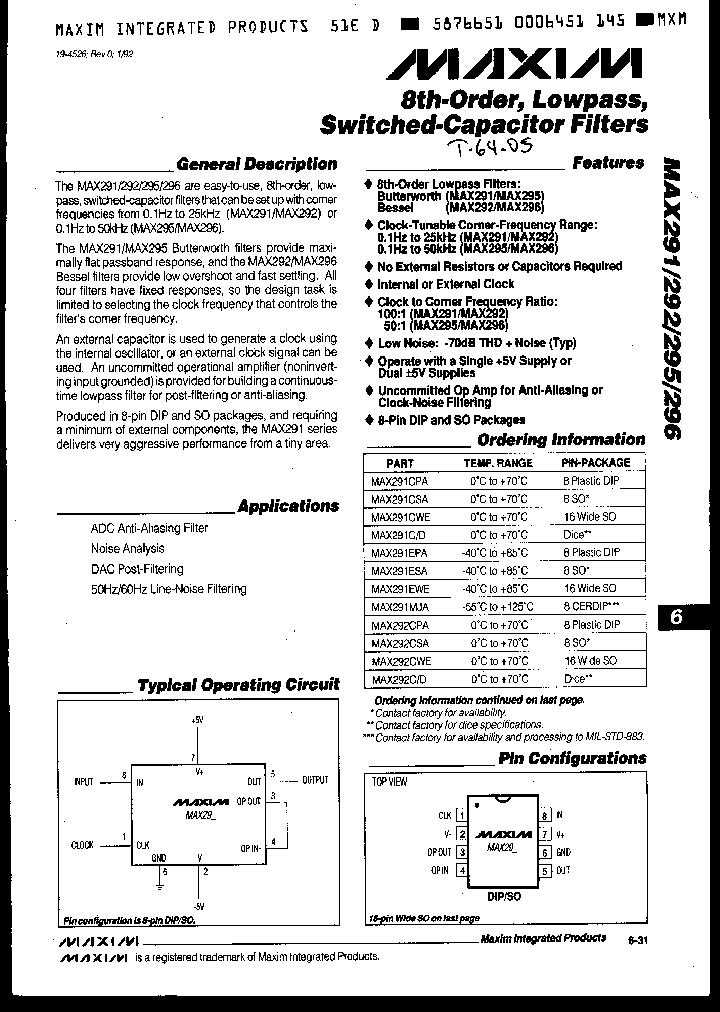 MAX292ESA_2088762.PDF Datasheet