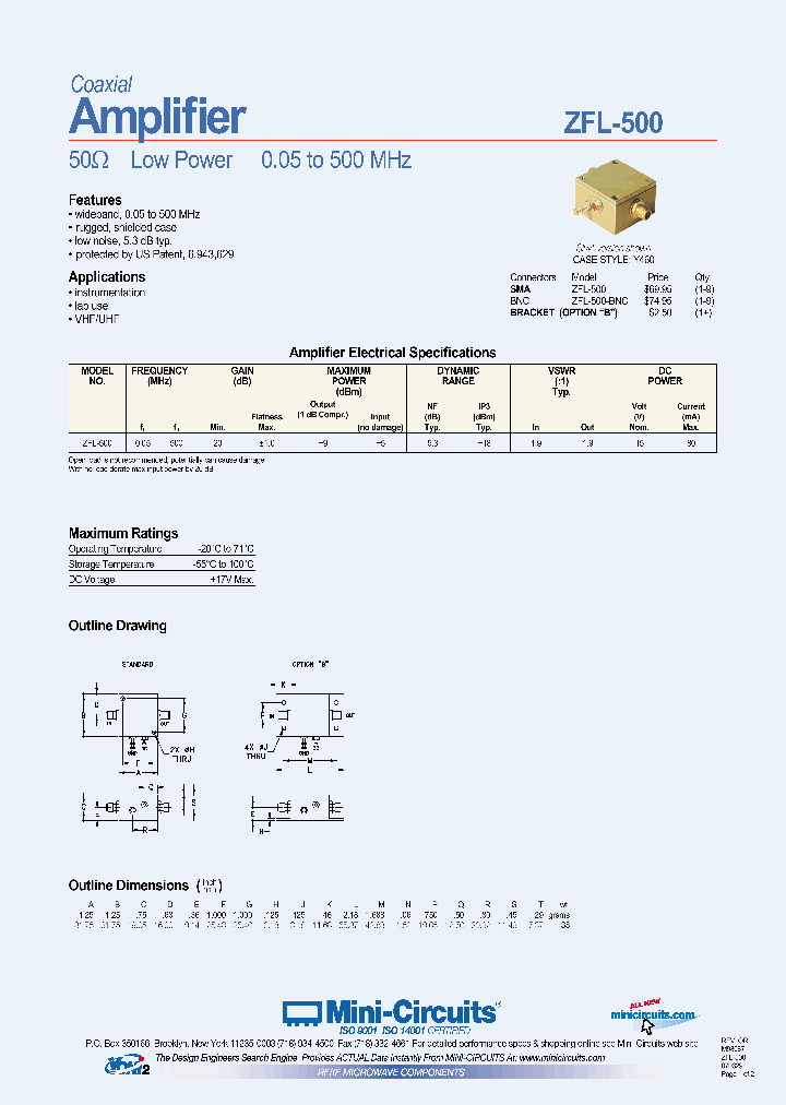 ZFL-500-BNC_2142880.PDF Datasheet