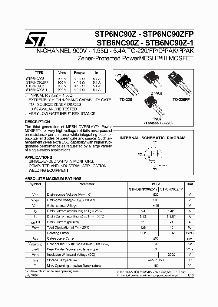 STB6NC90Z_2149253.PDF Datasheet