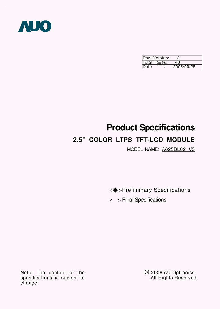 A025DL02V5_2241268.PDF Datasheet