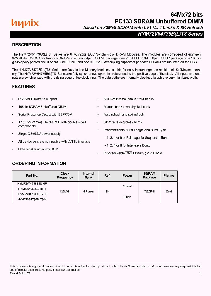 HYM72V64736BLT8-HP_2361215.PDF Datasheet