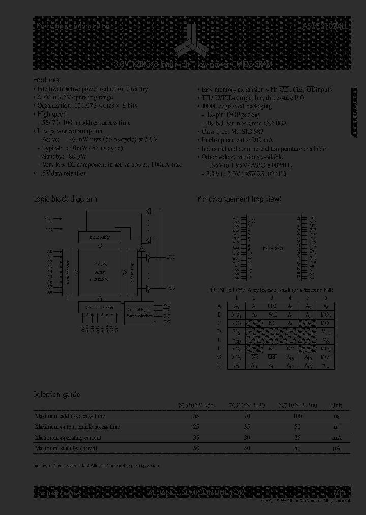 AS7C31024LL-100BI_2487921.PDF Datasheet