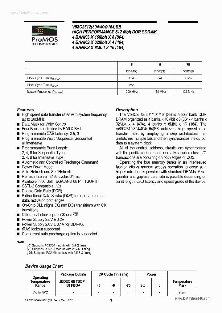 V58C2512164SB_2735693.PDF Datasheet