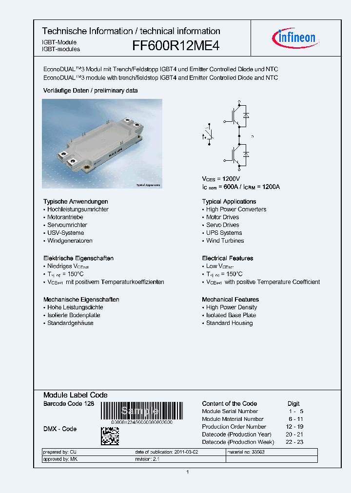 FF600R12ME4_2746580.PDF Datasheet