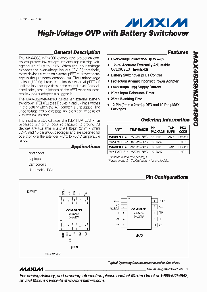 MAX4959EUB_2746725.PDF Datasheet