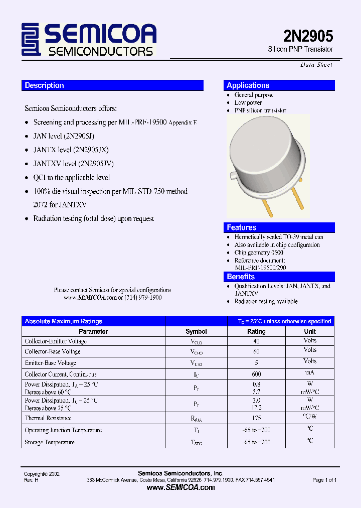 2N2905_2760799.PDF Datasheet