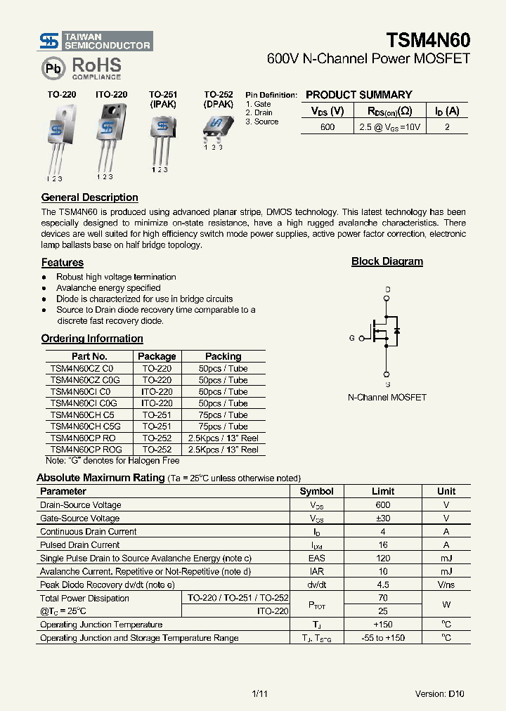 TSM4N60CIC0G_2886643.PDF Datasheet