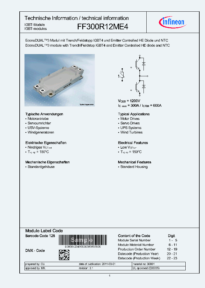 FF300R12ME4_2921138.PDF Datasheet