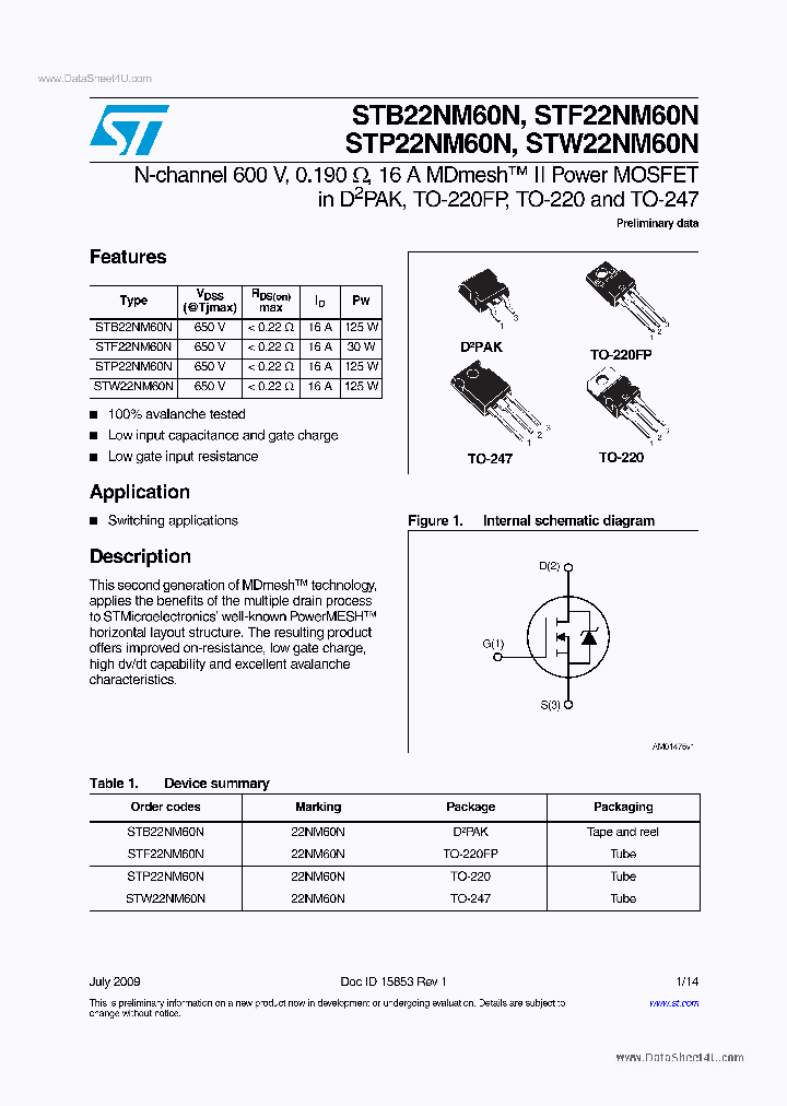 STP22NM60N_2943665.PDF Datasheet