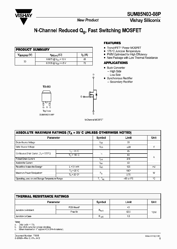 SUM85N03-08P_2973053.PDF Datasheet