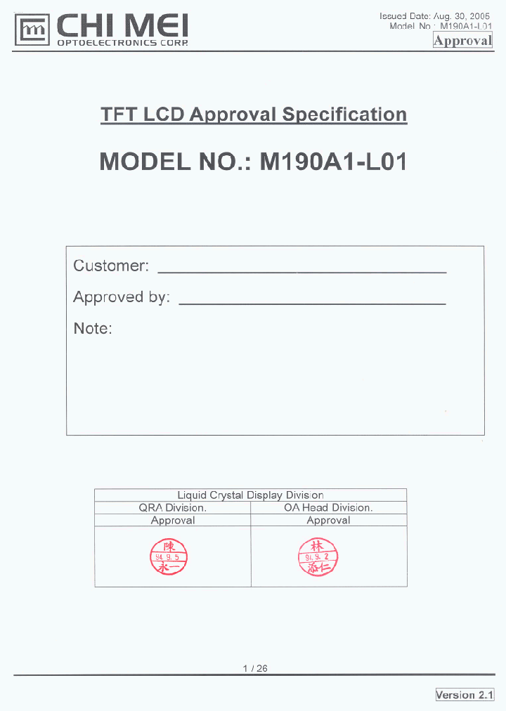 M190A1-L01_2993879.PDF Datasheet