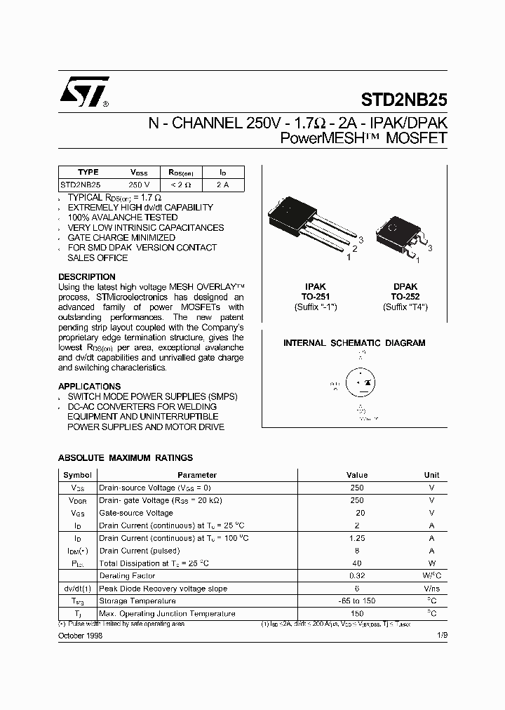 STD2NB25-1_3020204.PDF Datasheet