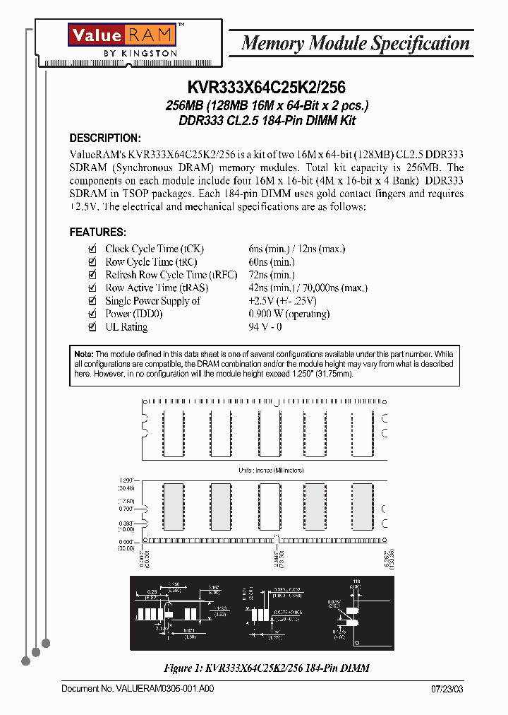 KVR333X64C25K2256_3024695.PDF Datasheet